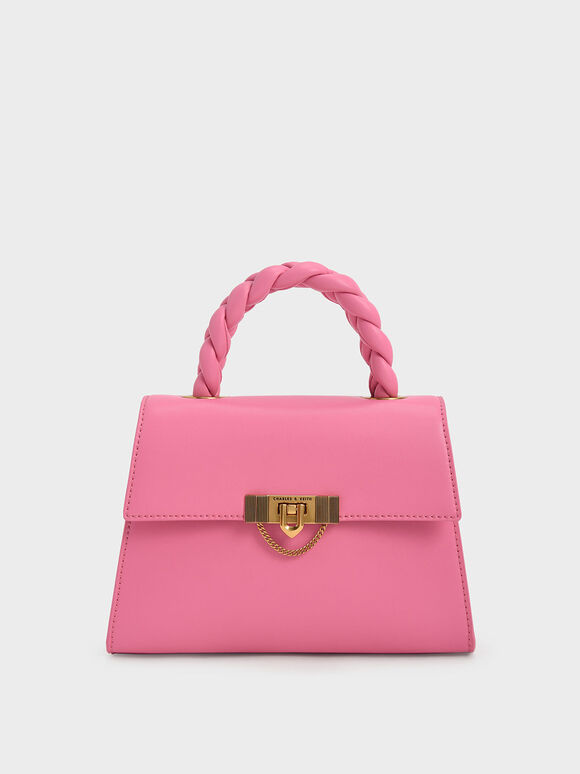 Tallulah Braided Handle Trapeze Bag, Pink, hi-res