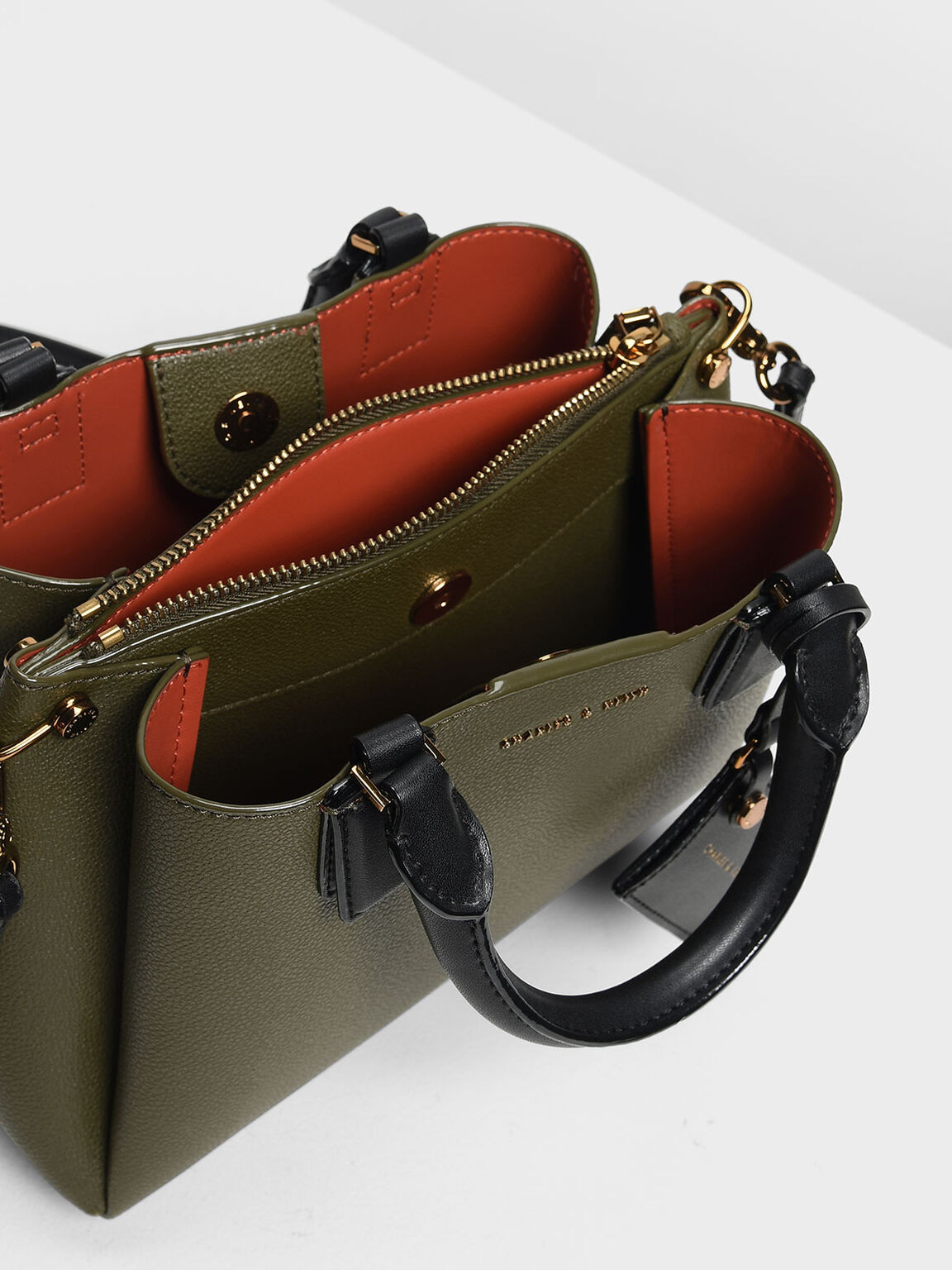 Top Handle Structured Bag, Olive, hi-res