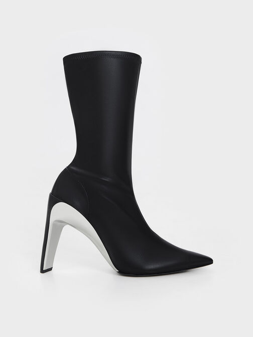 Sepatu Ankle Boots Devon Metallic Blade-Heel, Black, hi-res