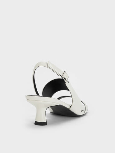 Sandal Slingback Slant-Heel, White, hi-res