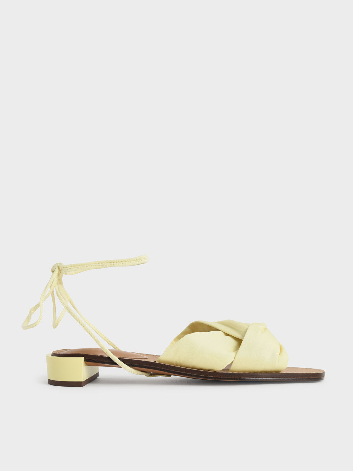 Knotted Tie-Around Sandals, Yellow, hi-res