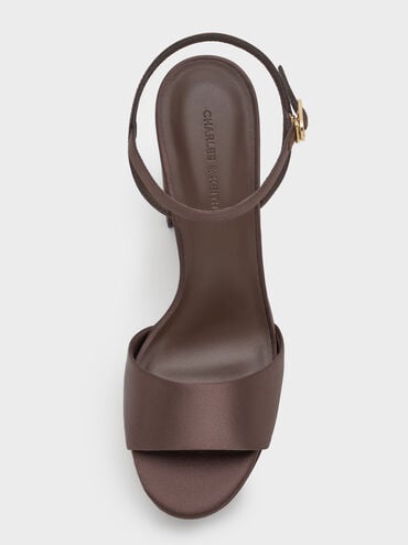Faux Suede Block-Heel Platform Sandals, Brown, hi-res