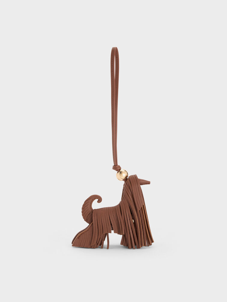 Charm Dog Fringed Leather, Chocolate, hi-res