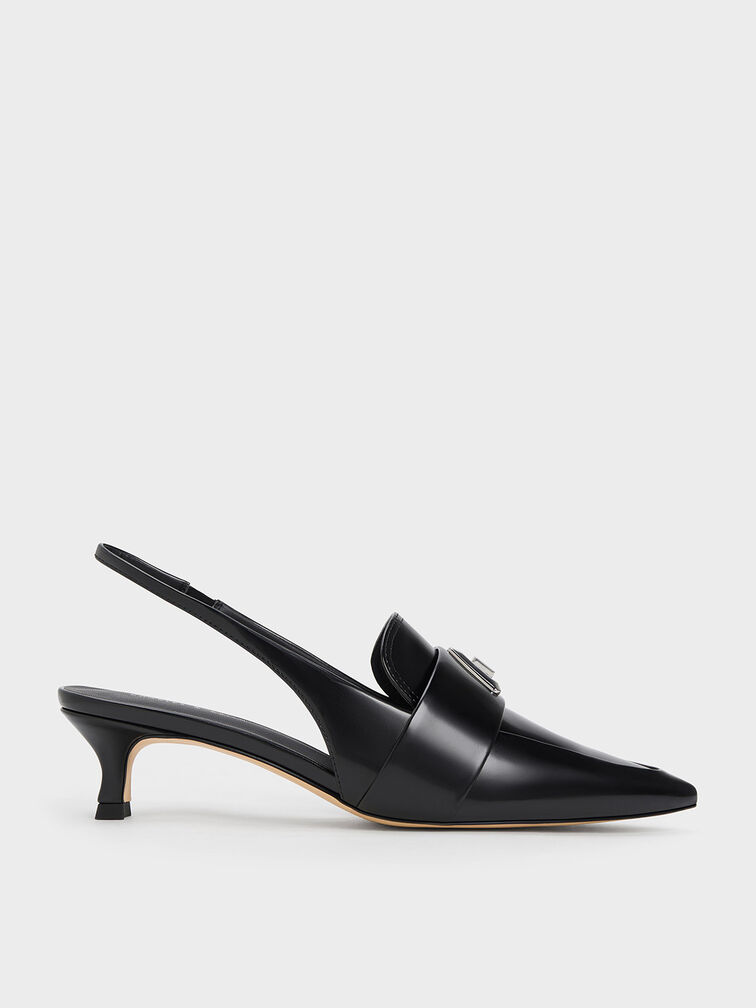 Trice Metallic Accent Pointed-Toe Slingback Pumps, Black Box, hi-res