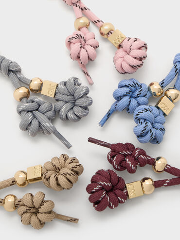 Knotted-Flower Charm, Burgundy, hi-res