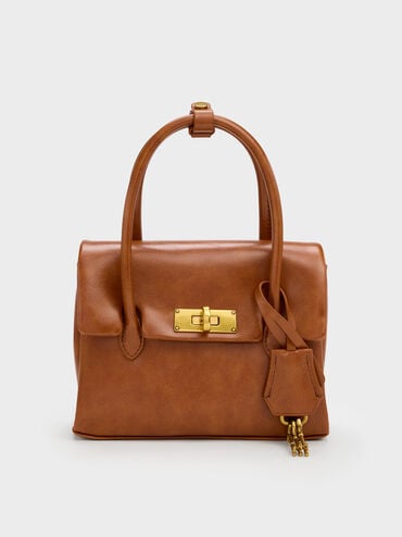 Mini Kerry Turn-Lock Tote Bag, Distressed Tan, hi-res