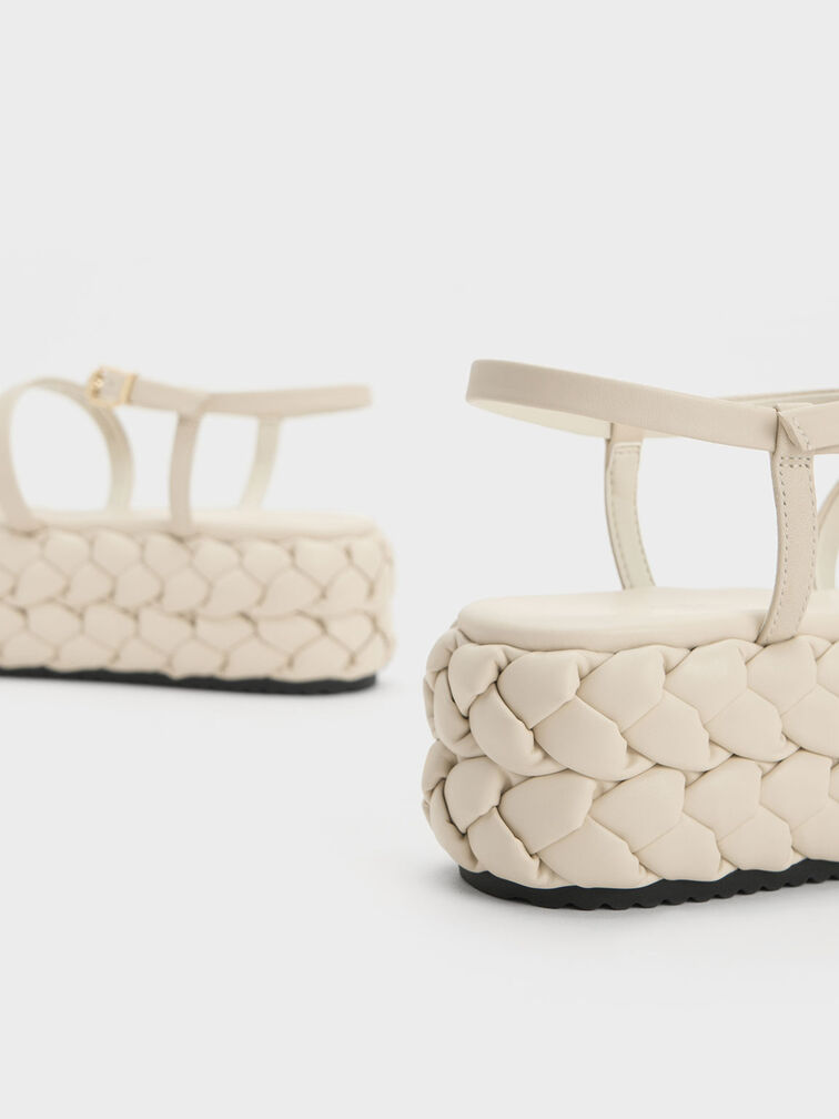 Sandal Flatforms Tali Leather Braided, Chalk, hi-res