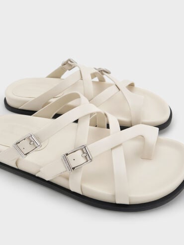 Crossover Toe-Ring Sandals, Chalk, hi-res