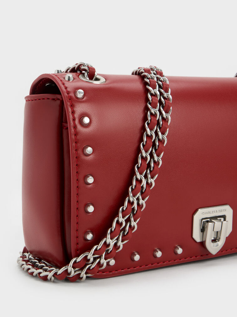 Tas Bahu Studded Arwen, Red, hi-res