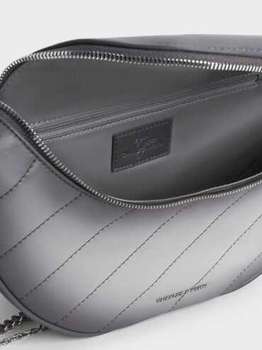 Philomena Half-Moon Crossbody Bag, Grey, hi-res