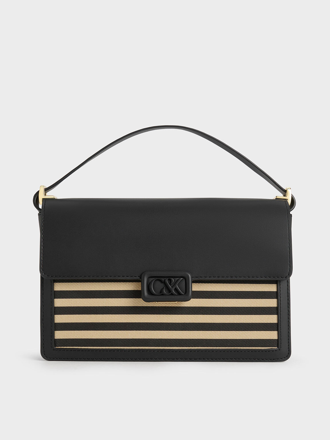 Striped leather handbag hotsell