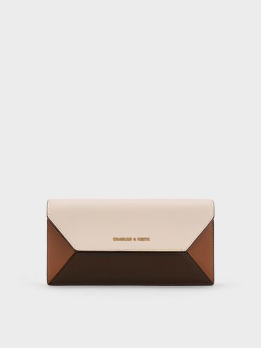Dompet Panjang Geometris Colourblock Nasrin, Multi Brown, hi-res