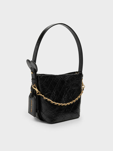 Tas Bucket Chain Quilted Duo, Black, hi-res