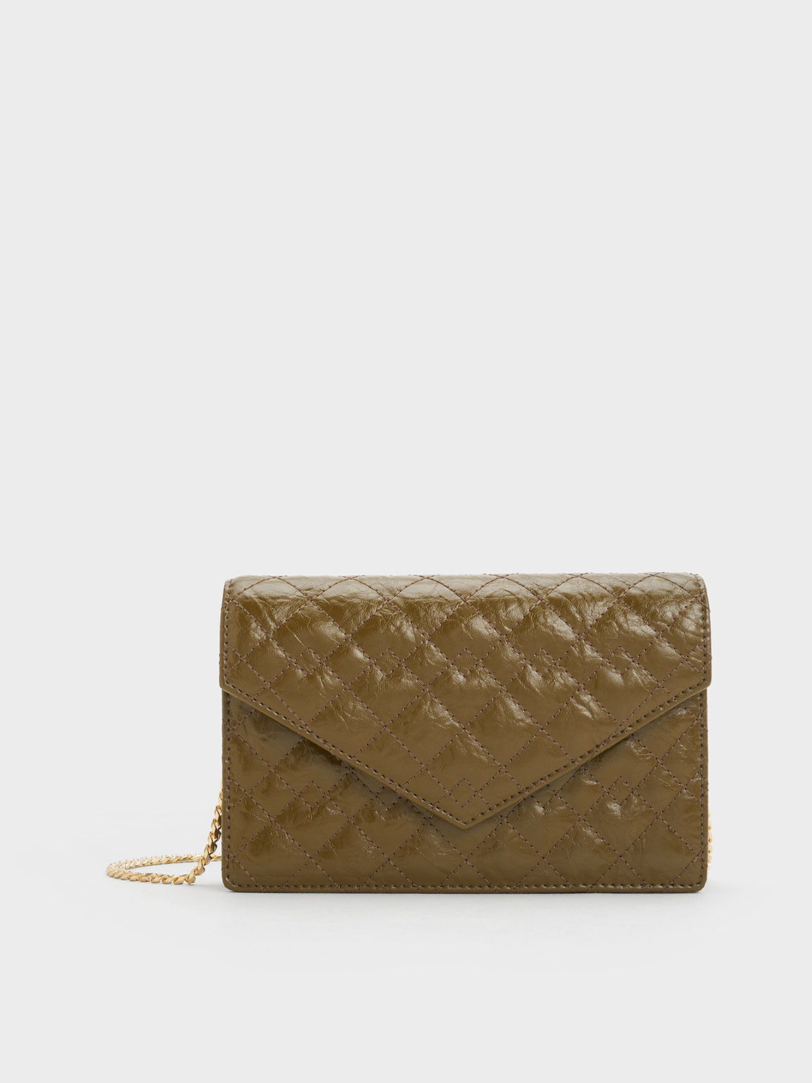 Khaki Duo Quilted Envelope Clutch CHARLES KEITH ID