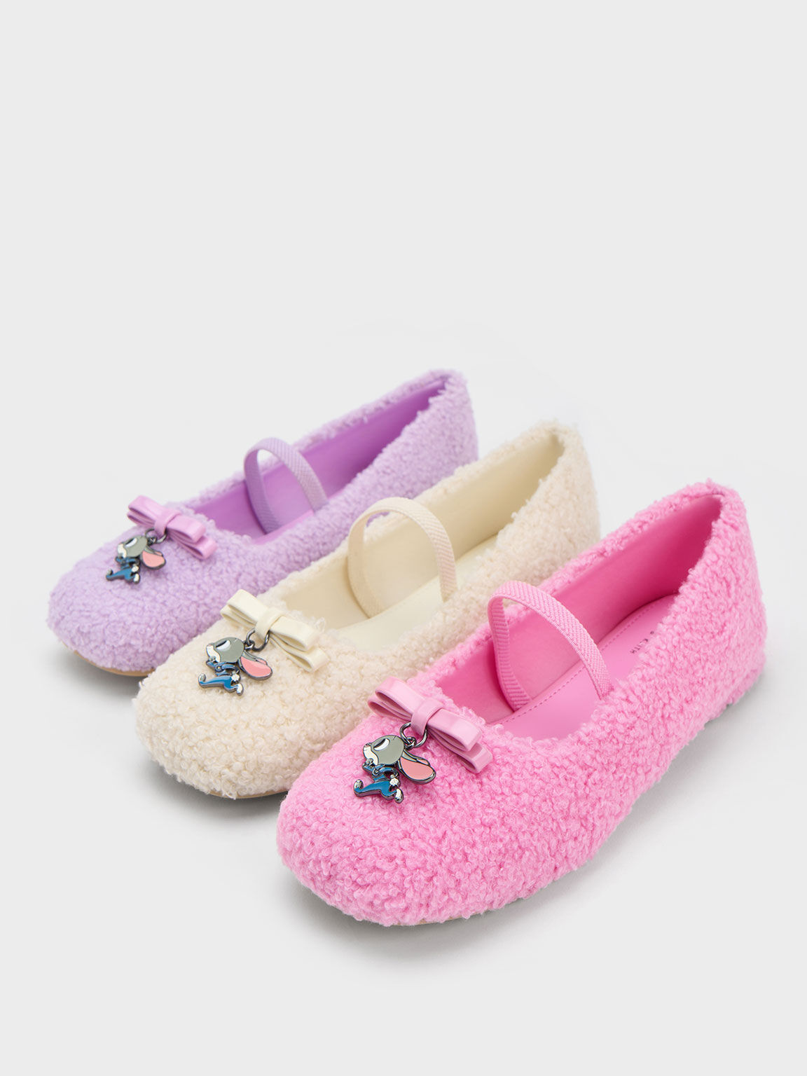 Sepatu Ballerina Girls' Furry Bow Judy Hopps, Chalk, hi-res