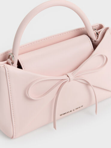 Tas Top Handle Panelled Bow Hazel, Soft Pink, hi-res