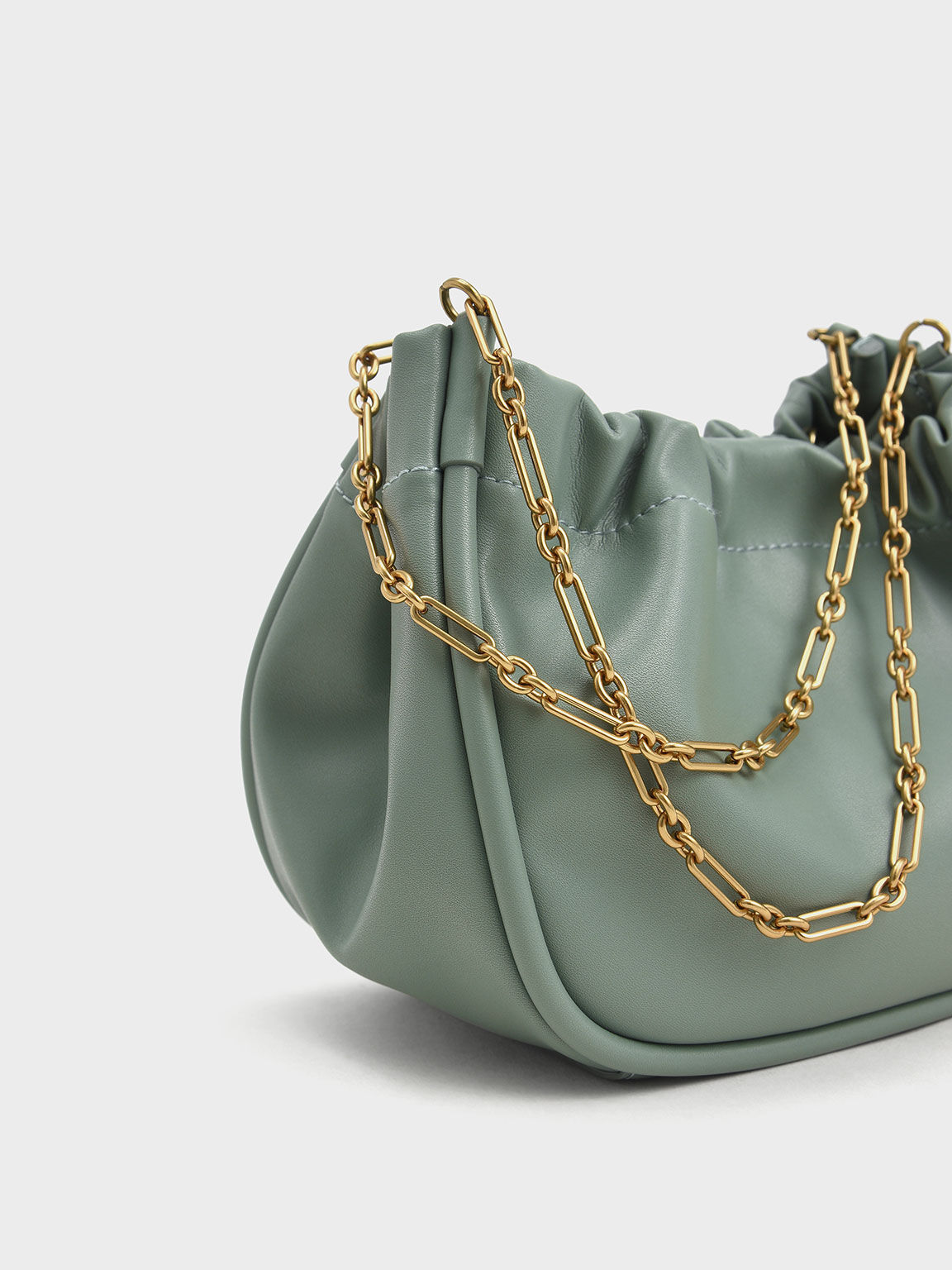 Tas Slouchy Solange Double Chain Handle, Sage Green, hi-res