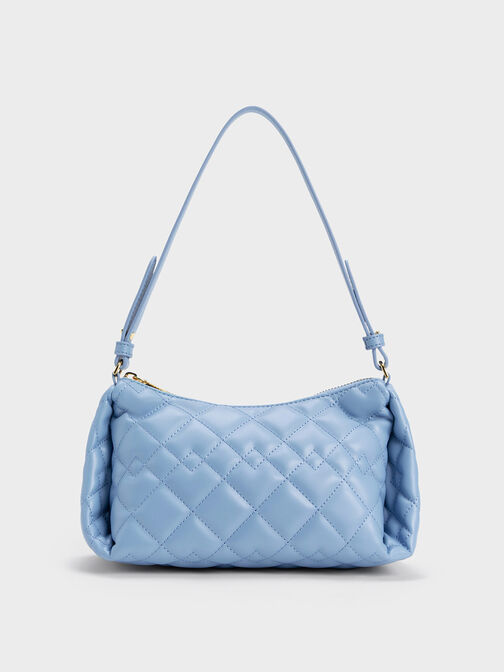 Tas Hobo Quilted Chain Handle Nezu, Light Blue, hi-res