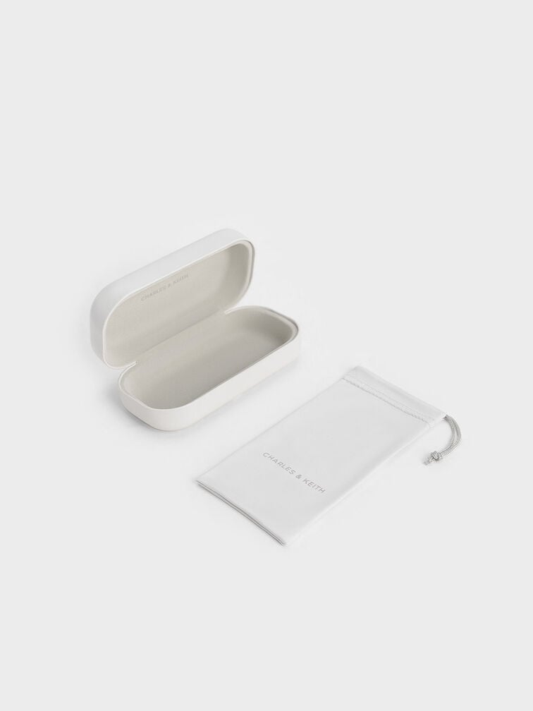 Kacamata Aviator Braided-Rim Leather, Chocolate, hi-res