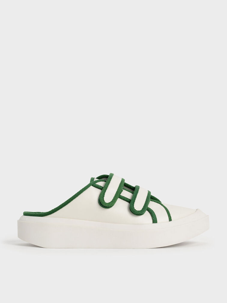 Sepatu Sneaker Mules Two-Tone Velcro, Green, hi-res
