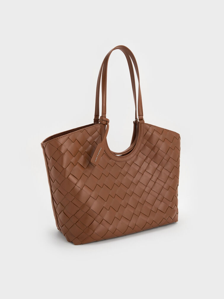 Tote Bag Woven Ivette, Chocolate, hi-res