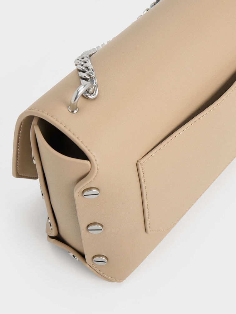 Clea Chain-Handle Bag, Taupe, hi-res