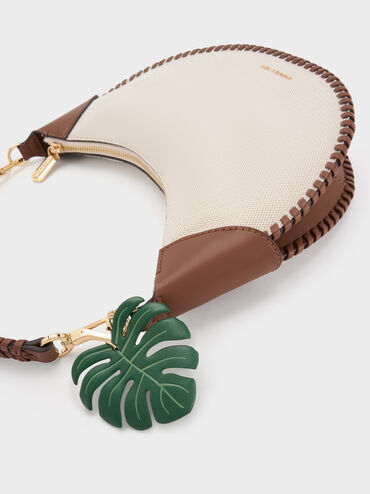 Blume Canvas Braided Curved Hobo Bag, Taupe Canvas, hi-res