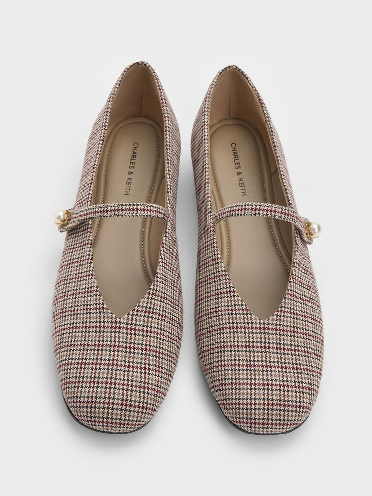 Sepatu Flats Mary Jane Pearl Checkered Marie, Multi, hi-res