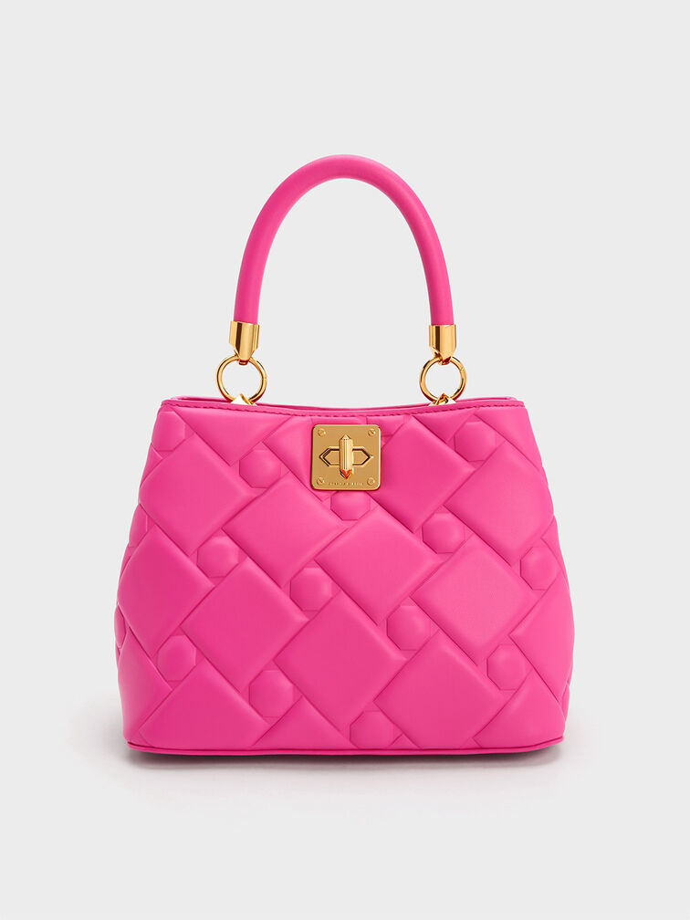 Tillie Quilted Top Handle Bag, Fuchsia, hi-res