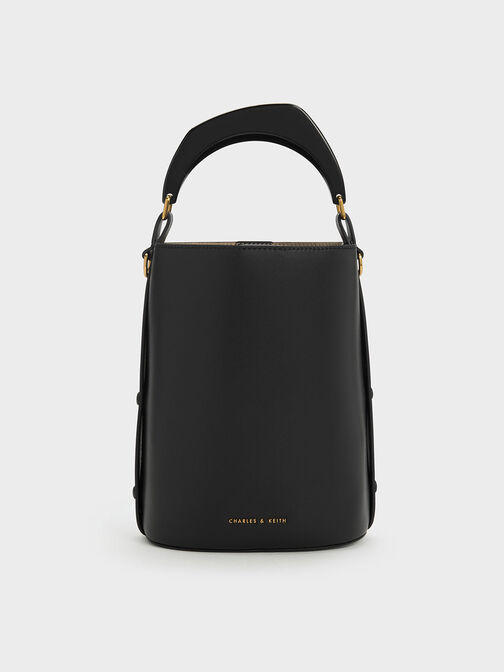 Marlin Acrylic Handle Bucket Bag, Black, hi-res