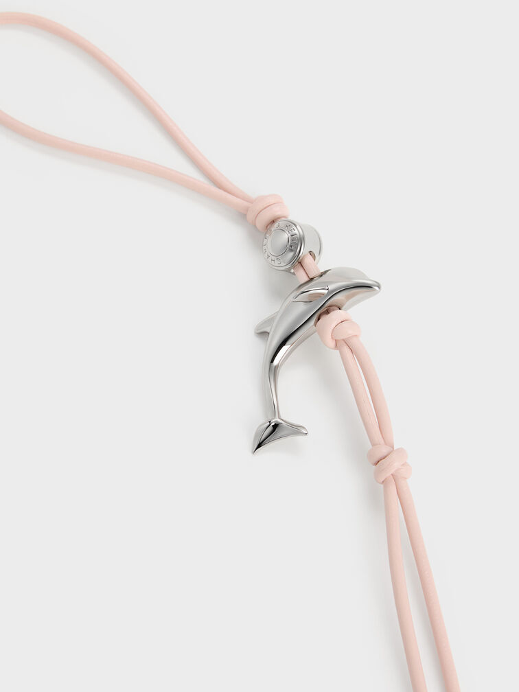 Delfina Dolphin Rope-Knot Charm, Soft Pink, hi-res