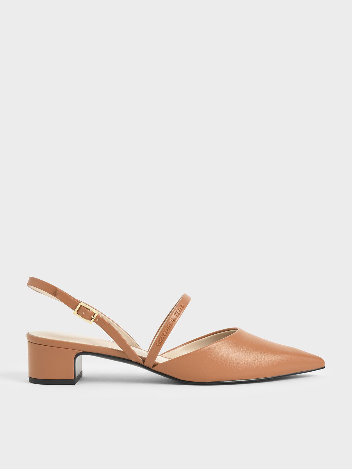 Brown Sepatu Slingback Heeled Mary 