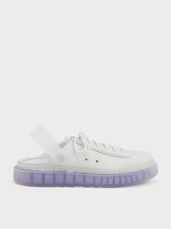 Sepatu  Mules Sneaker Hart Coloured Translucent Sole, Purple, hi-res