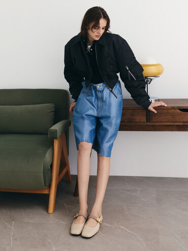 Lando Two-Tone Mary Jane Flats, Chalk, hi-res