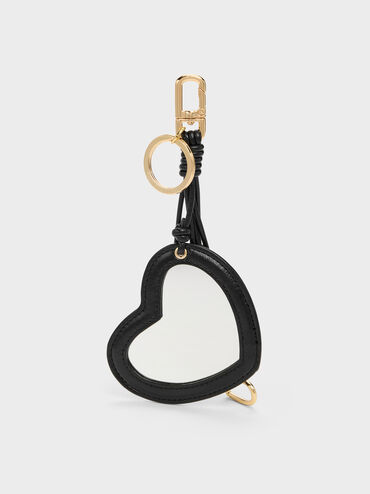 Ciara Heart & Key Charm, Black, hi-res
