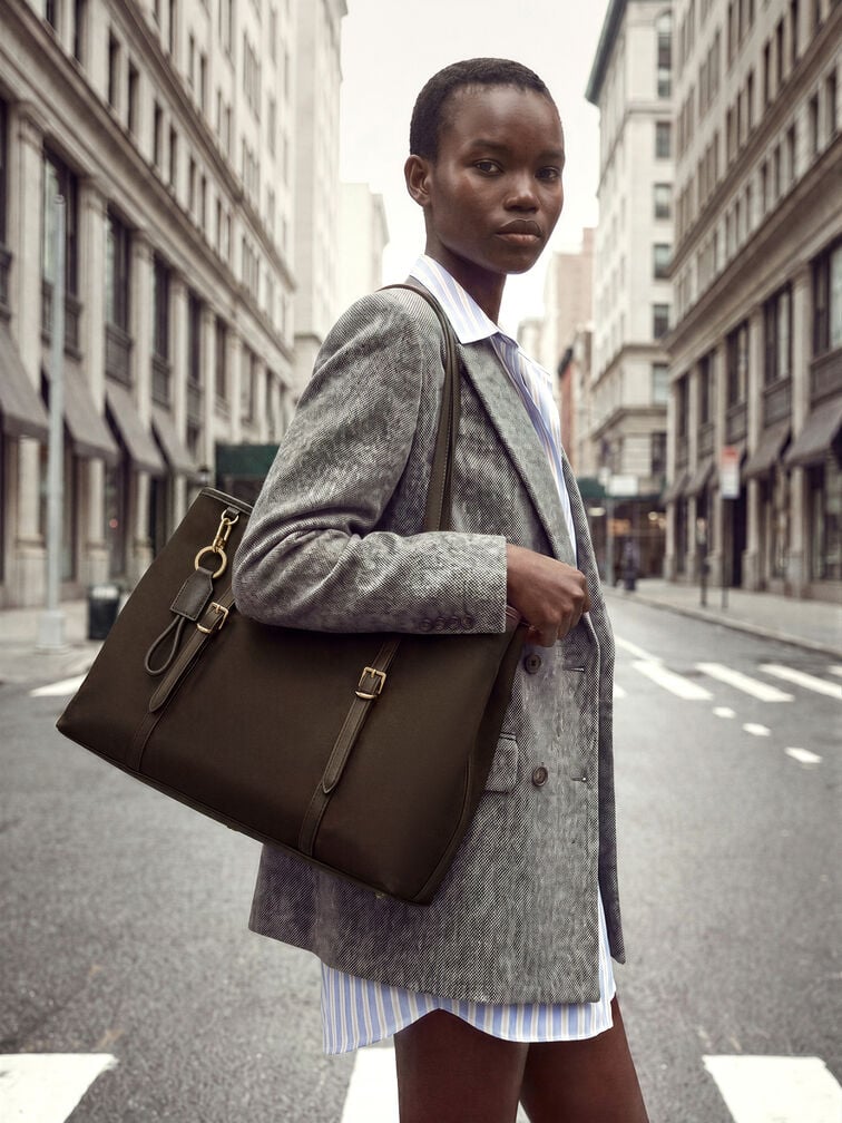 Tas Tote Levy Nilon, Espresso Brown, hi-res
