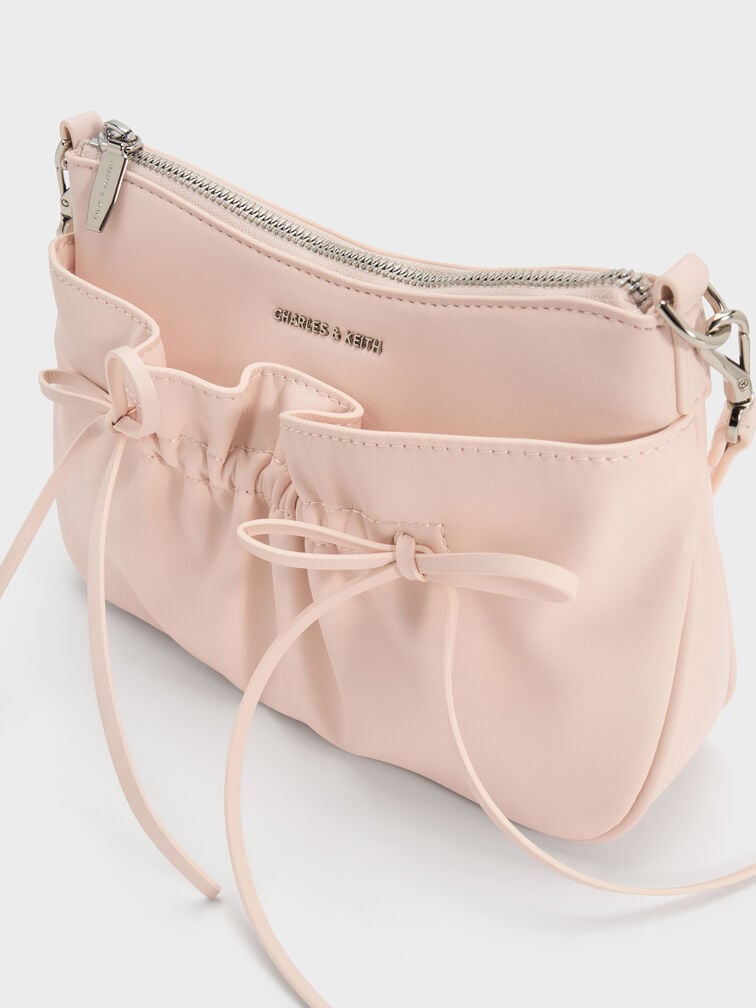Tas Bahu Bow Ruched Reese Mini, Soft Pink, hi-res