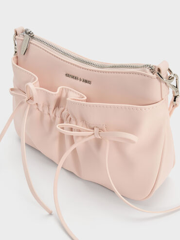 Tas Bahu Bow Ruched Reese Mini, Soft Pink, hi-res