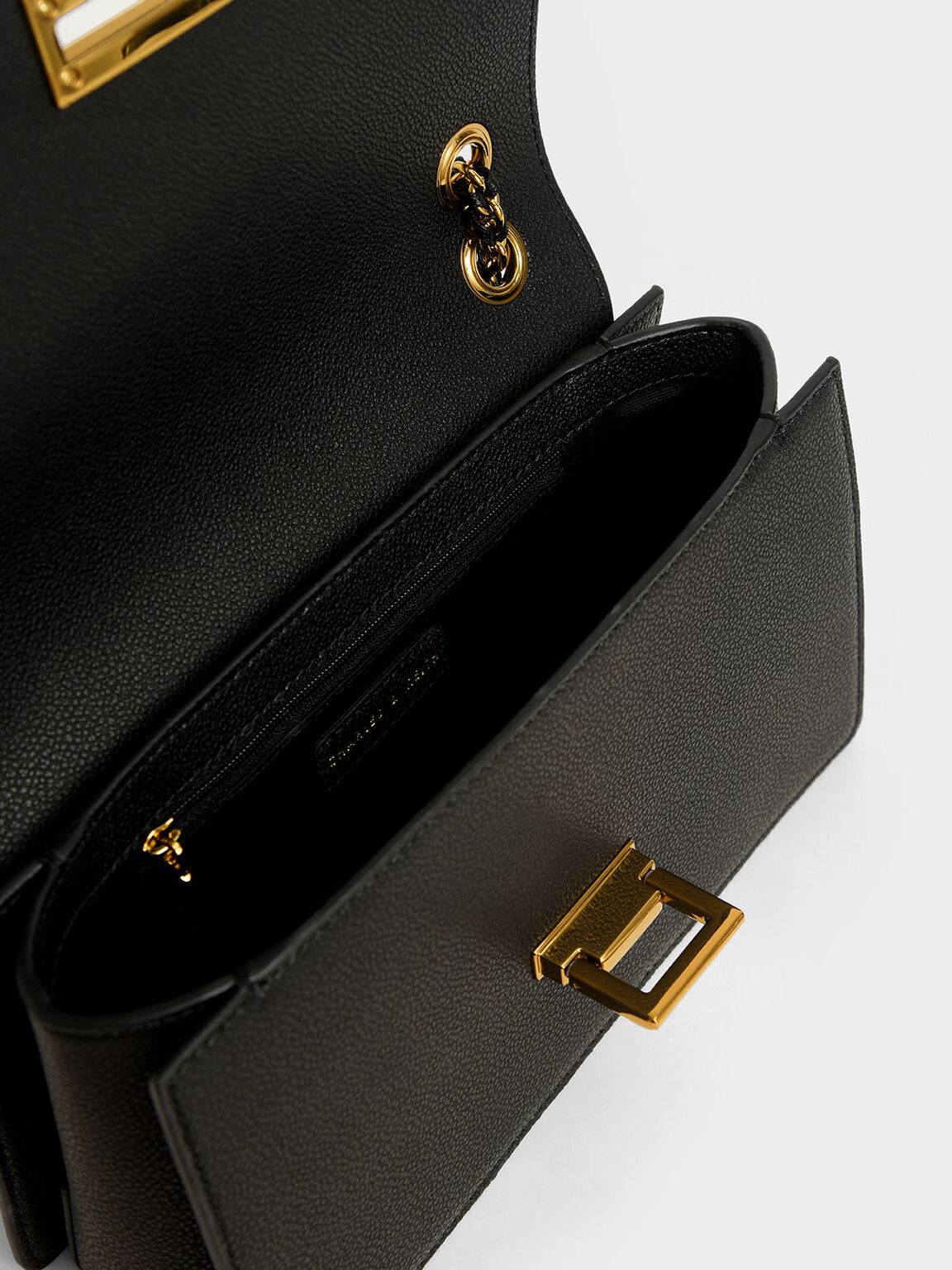 Chain Strap Shoulder Bag, Black, hi-res