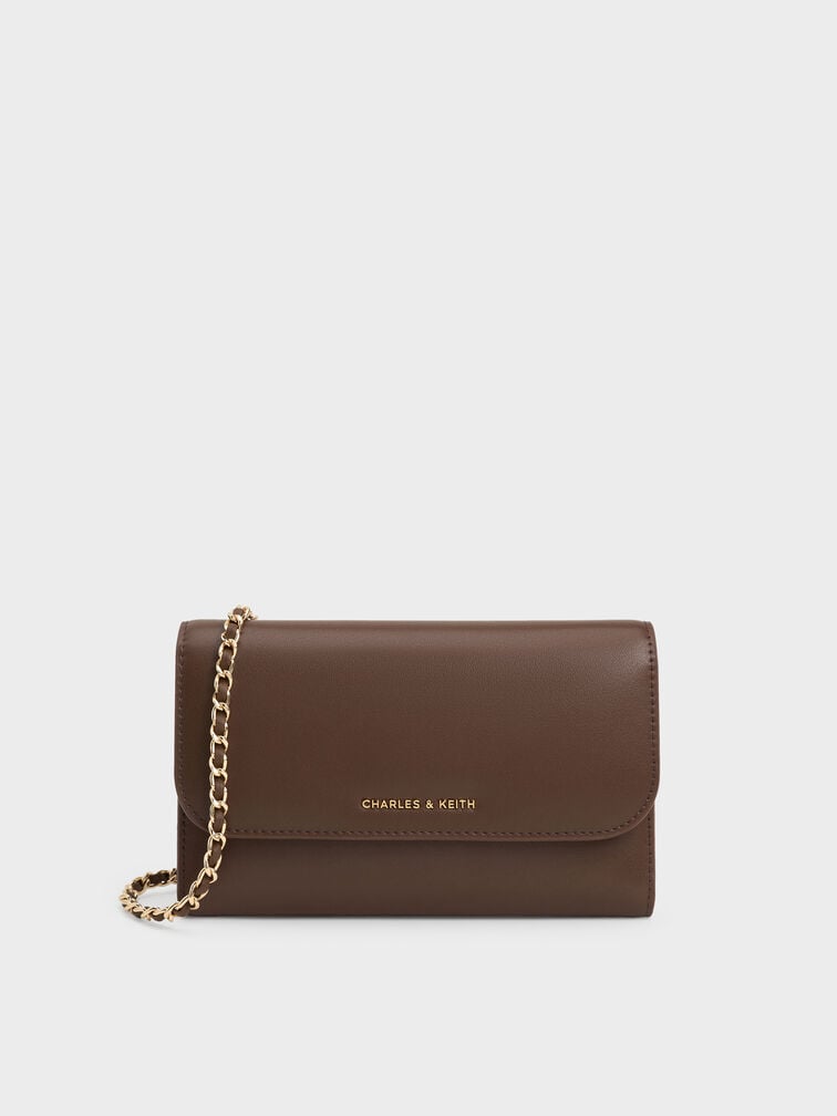 Dompet Panjang Front Flap Octavia, Dark Brown, hi-res