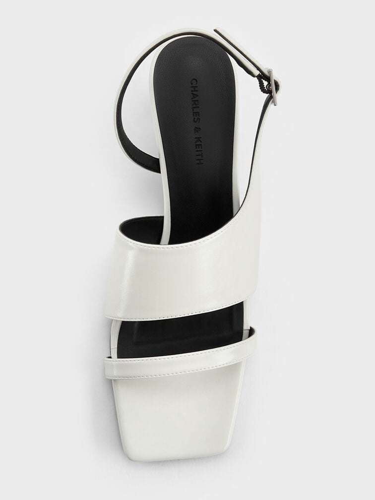 Sandal Slingback Slant-Heel, White, hi-res