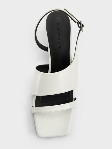 Sandal Slingback Slant-Heel, White, hi-res