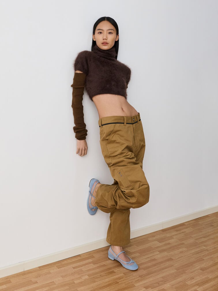 Sepatu Mary Janes Muligan Mesh & Faux Suede, Light Blue, hi-res