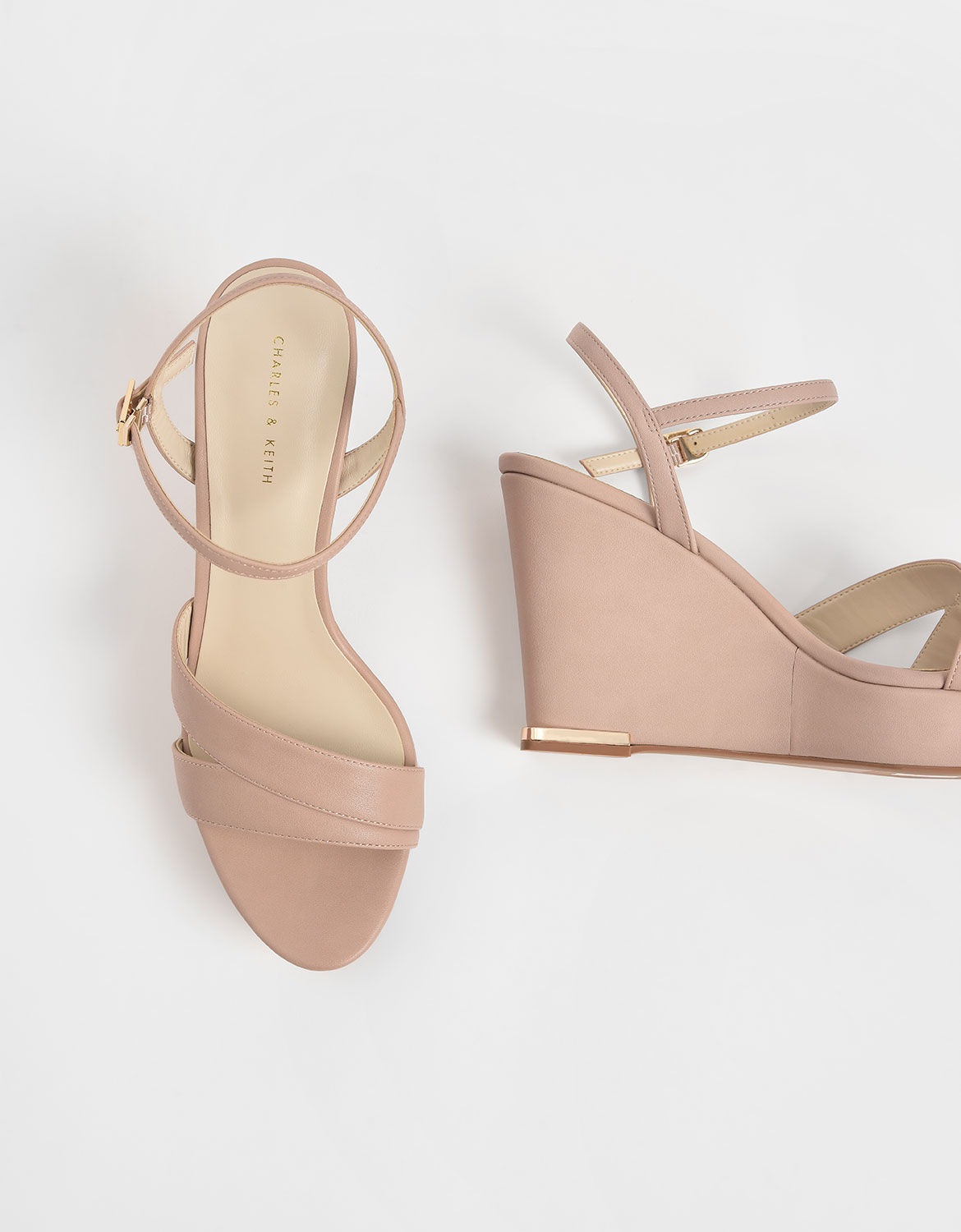 Nude Sepatu Asymmetric Strap Platform 