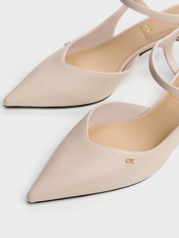 Leather Buckle-Strap Kitten Heels, Oat, hi-res