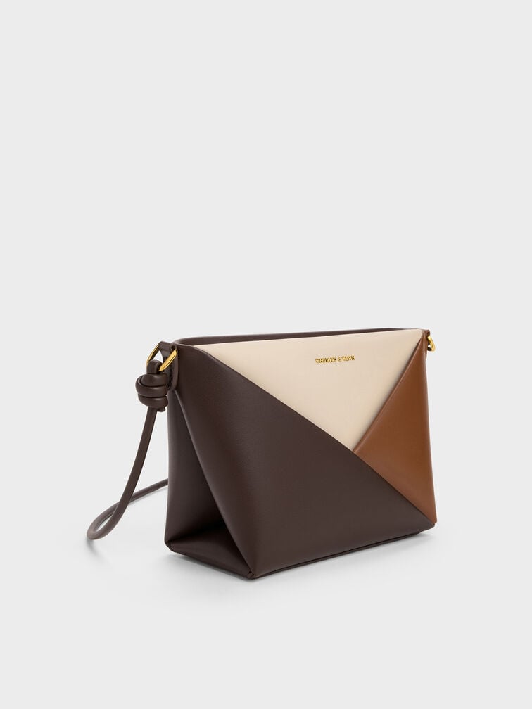 Tas Selempang Geometric Midori Colourblock, Multi Brown, hi-res