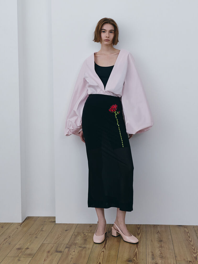 Sepatu Pumps Slingback Danni Patent, Blush, hi-res