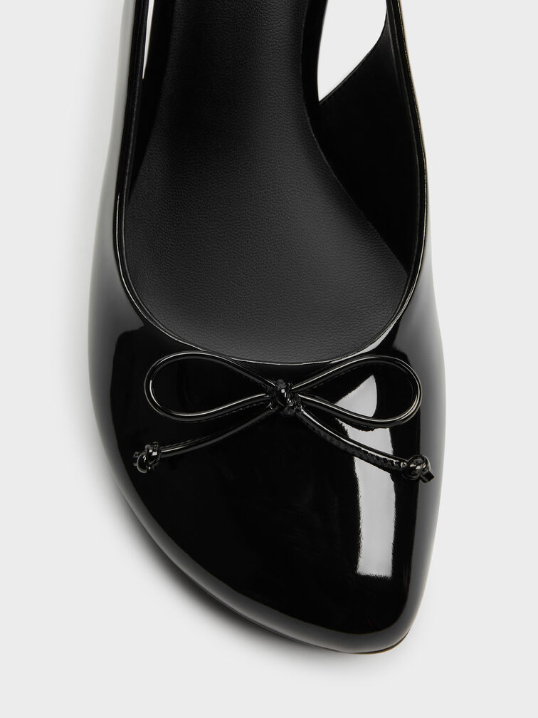 Imani Patent Asymmetric Slingback Pumps, Black Patent, hi-res