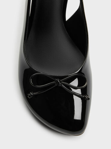 Imani Patent Asymmetric Slingback Pumps, Black Patent, hi-res