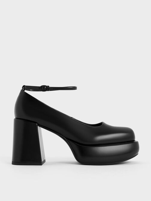 Sepatu Platform Pumps Ankle-Strap Monique, Black Box, hi-res